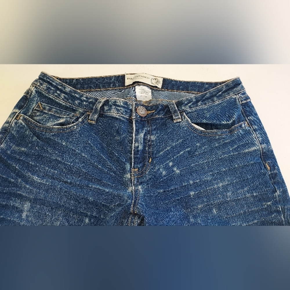 Inked & Faded 5 Pocket Stretch Skinny Jeggings with Zippers on Ankles Pre-owned - Picture 2 of 8